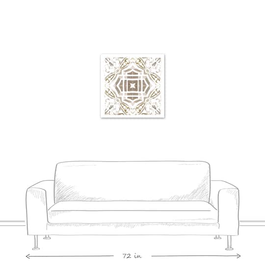 Gray And Gold Medallion 20" x 20" Canvas Wall Art